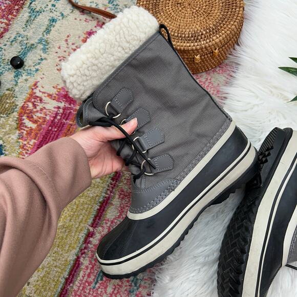 Sorel Gray Insulated Winter Carnival Waterproof Boot in Quarry/Black Womens 9 - Picture 5 of 9